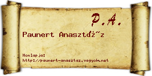 Paunert Anasztáz névjegykártya